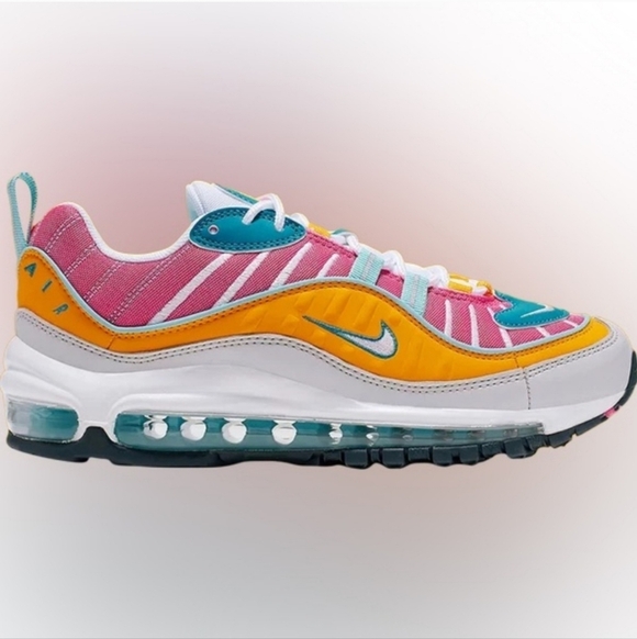 Nike Air Max 98 Teal Fuchsia Low Top Sneakers - Picture 1 of 7